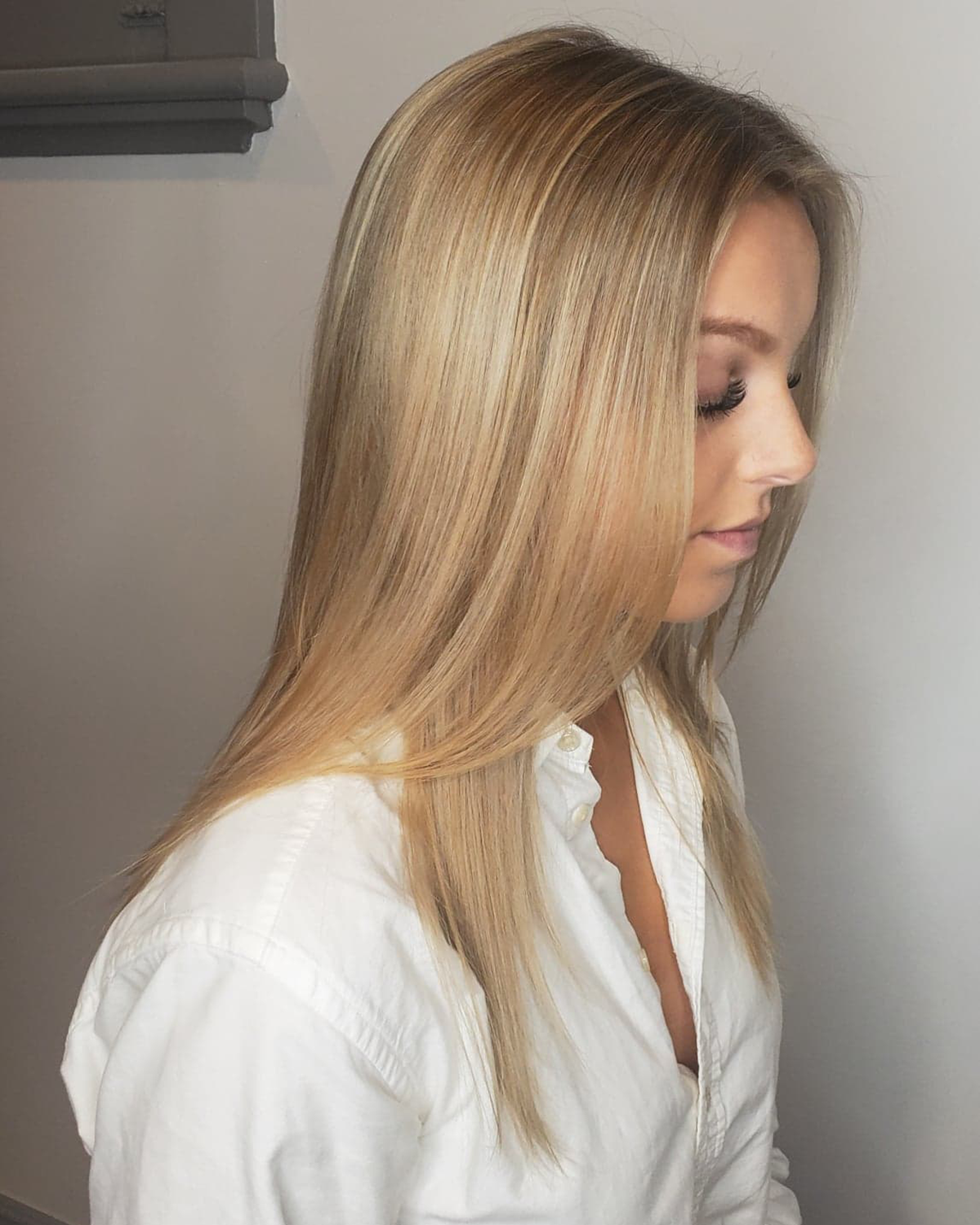 Blonde Straight Long Hair Side