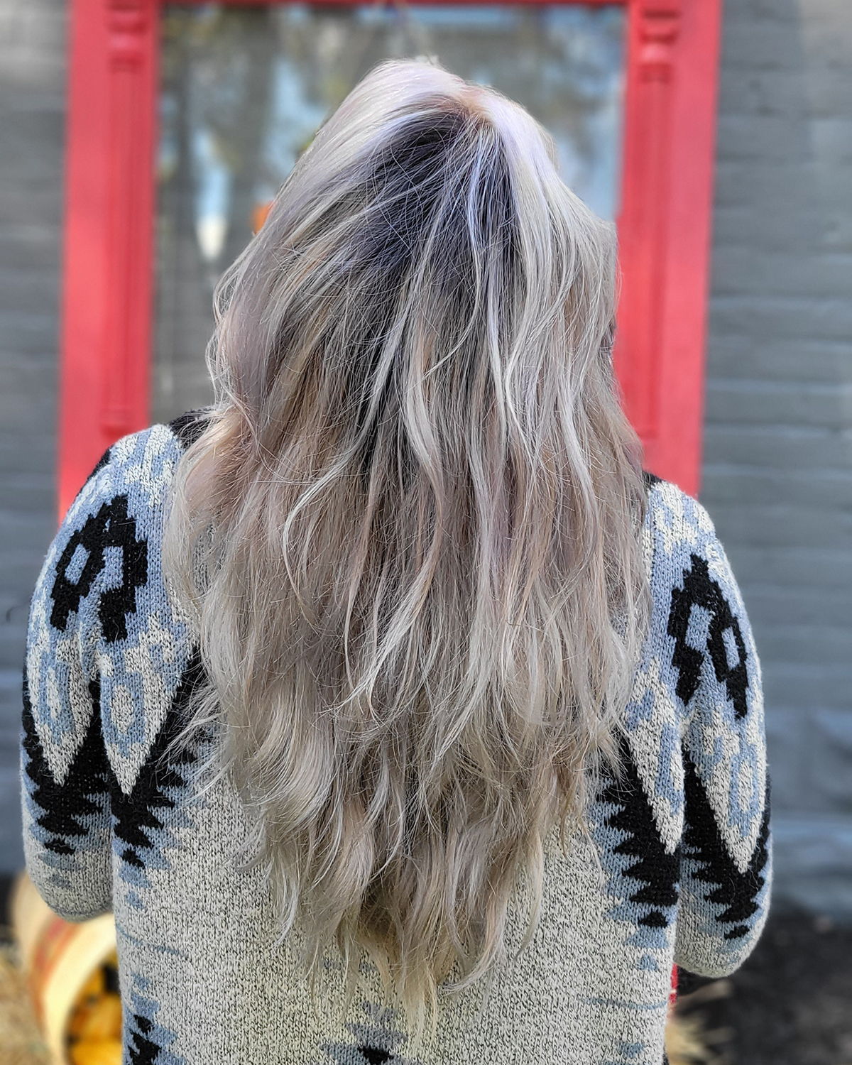 tilted back to show hair